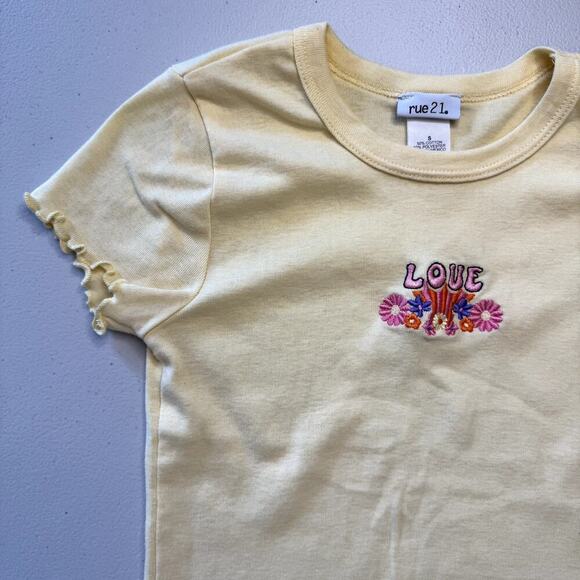 NWOT Rue21 Yellow Cute Love Baby Tee Size Small - Picture 3 of 3